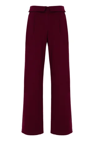 BURGUNDY WAIST DETAILED WIDE LEG PANT