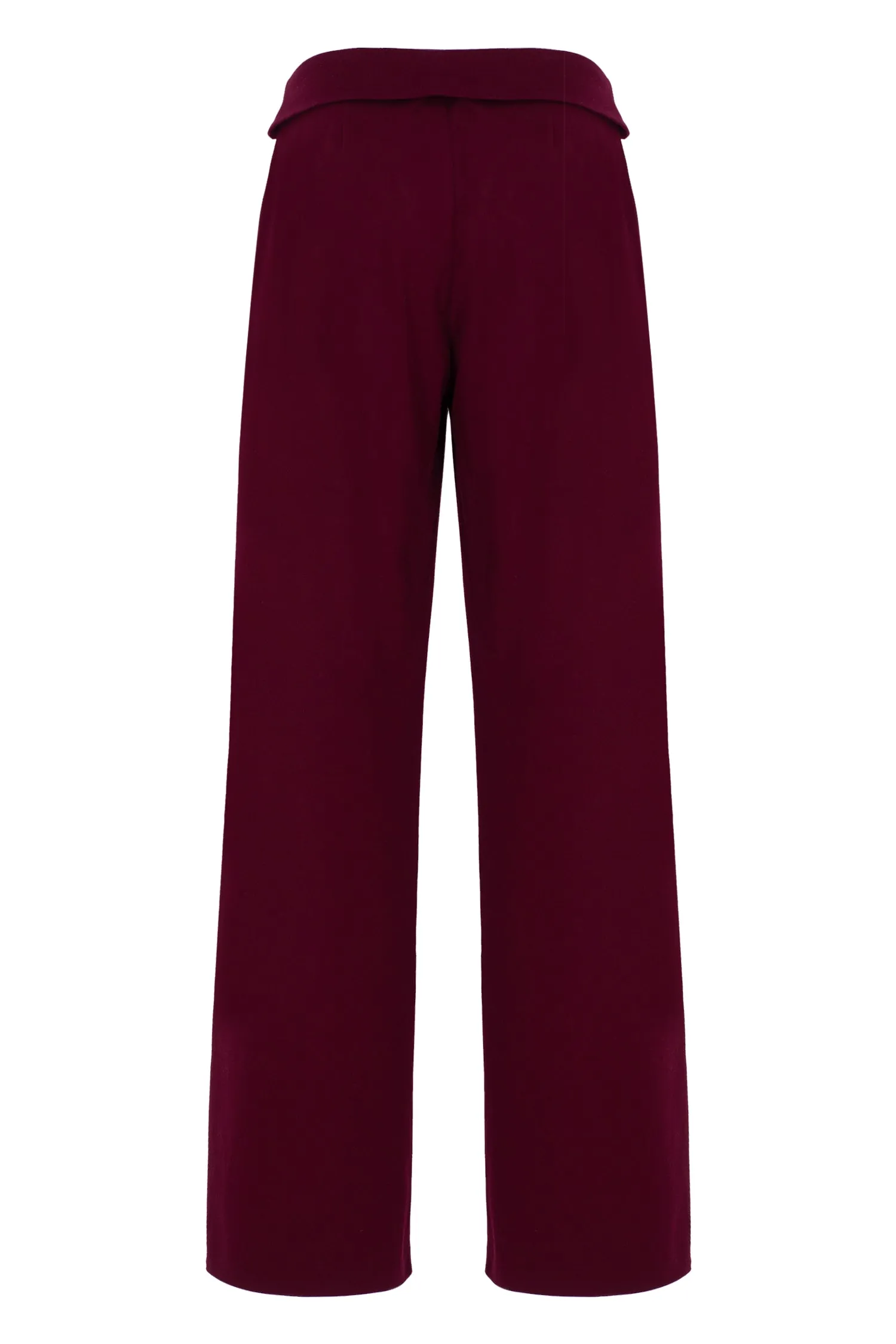 BURGUNDY WAIST DETAILED WIDE LEG PANT