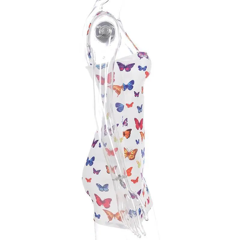 Butterfly Printed Bodycon Dress