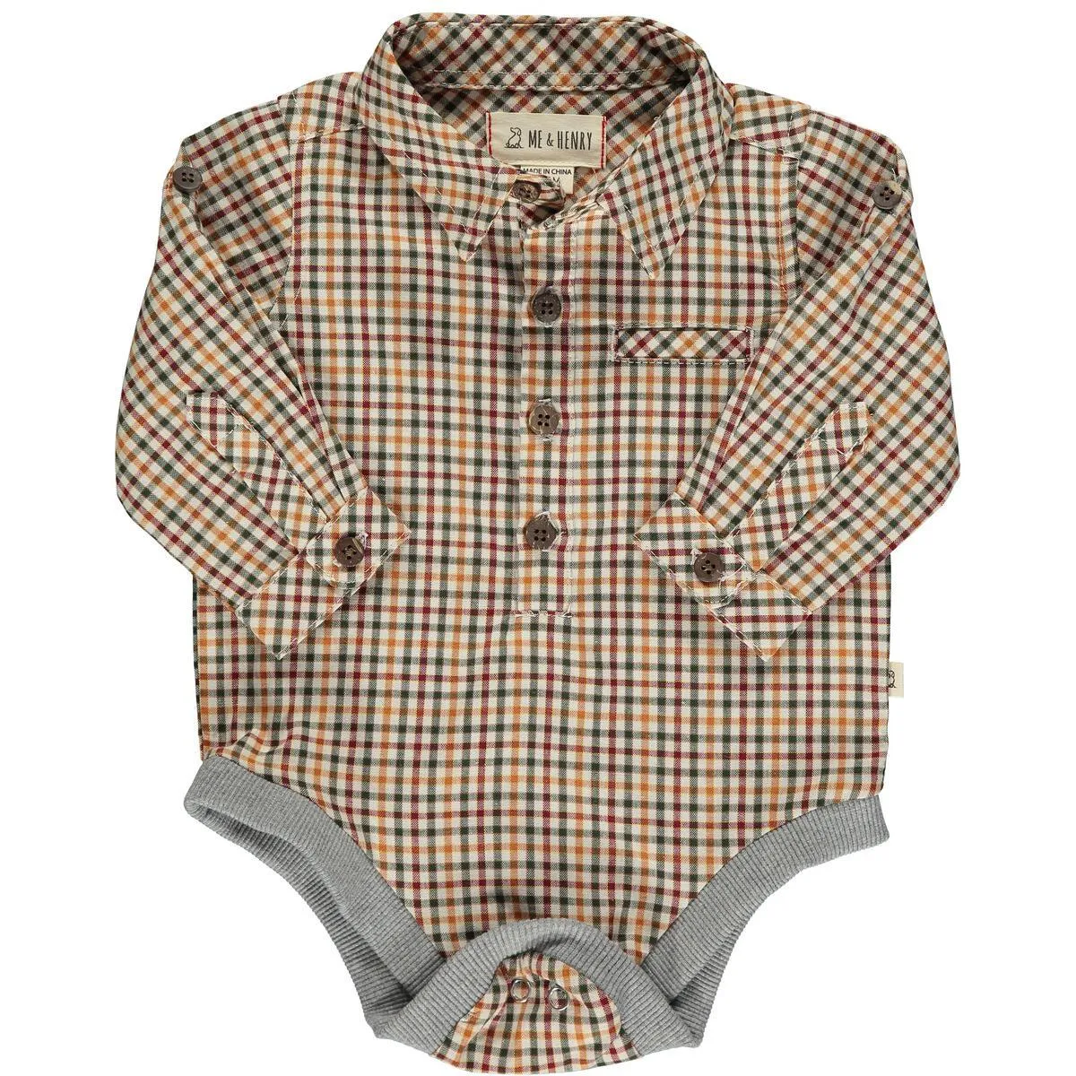 Button Down Cotton Onesie | Jasper Navy Gold | Me and Henry