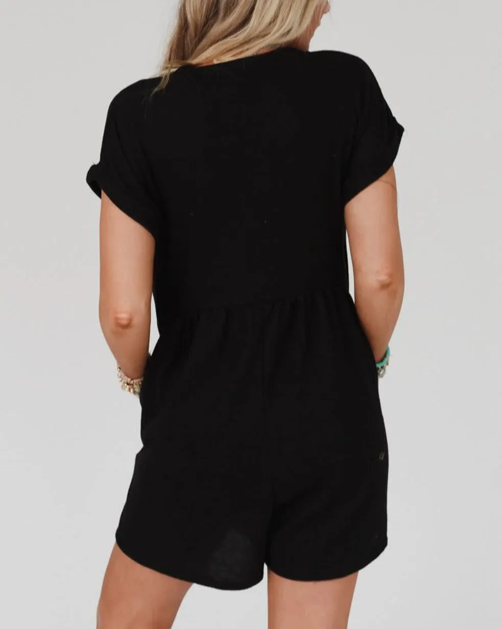 Buttoned Cuffed Short Sleeve Romper