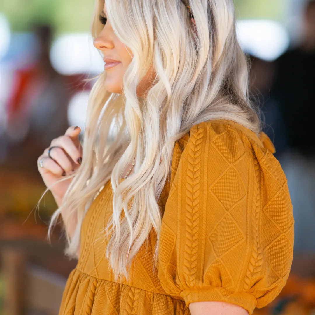 Cable Knit Puff Sleeve Dress - Final Sale