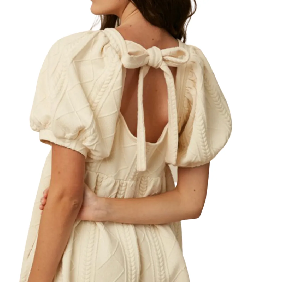 Cable Knit Puff Sleeve Dress - Final Sale