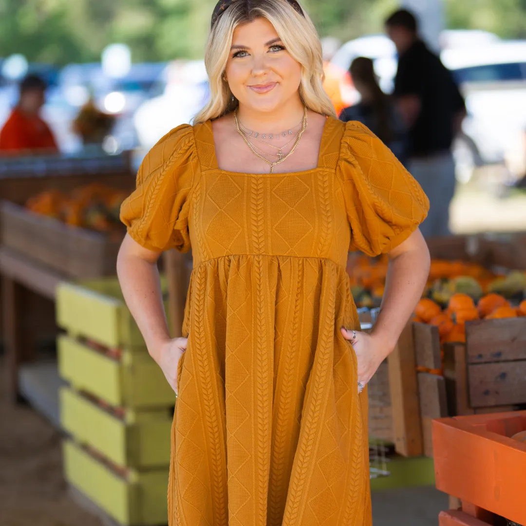 Cable Knit Puff Sleeve Dress - Final Sale