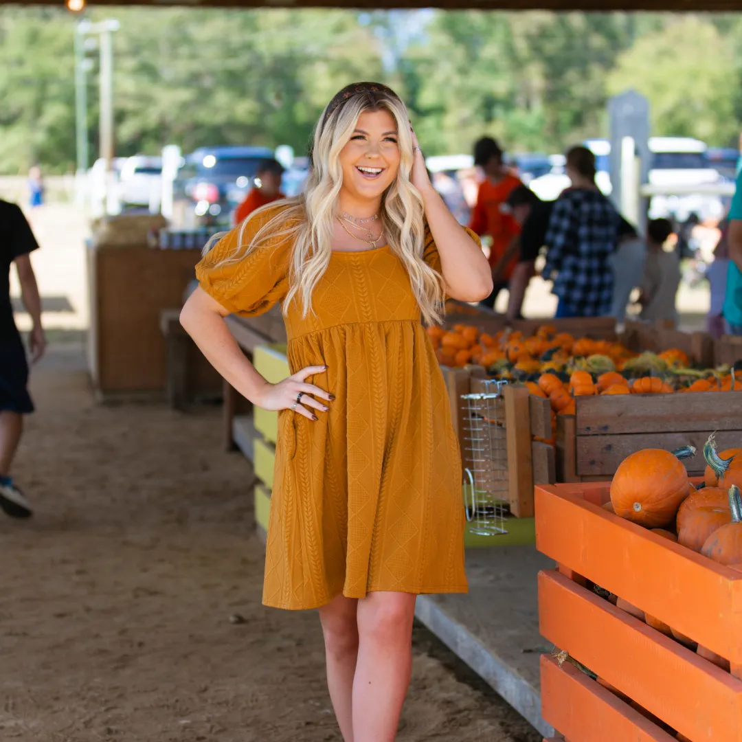 Cable Knit Puff Sleeve Dress - Final Sale