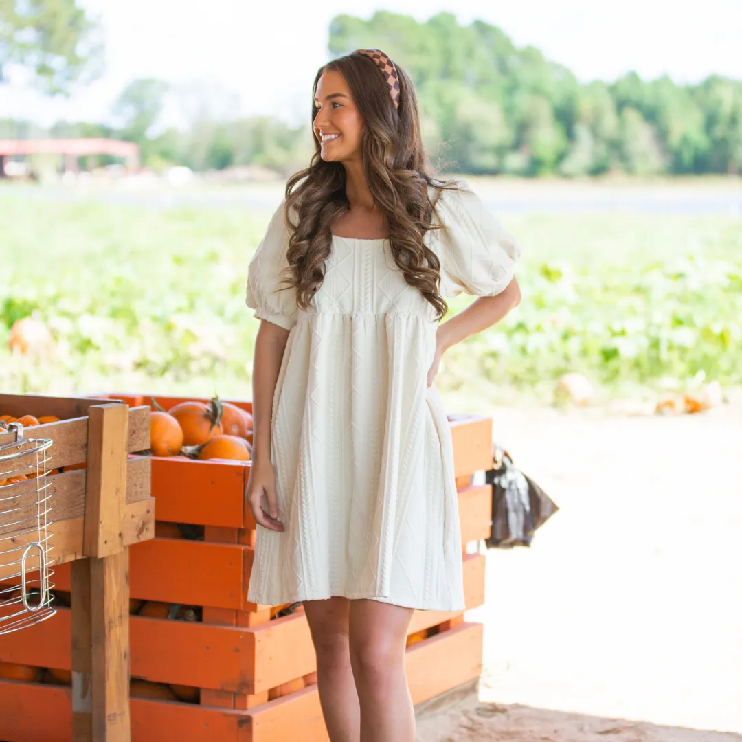 Cable Knit Puff Sleeve Dress - Final Sale