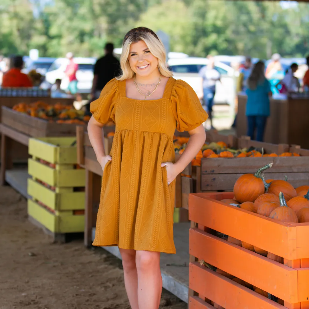 Cable Knit Puff Sleeve Dress - Final Sale