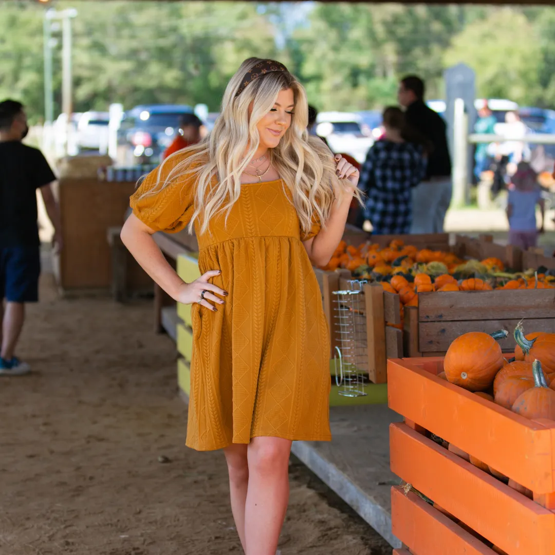 Cable Knit Puff Sleeve Dress - Final Sale