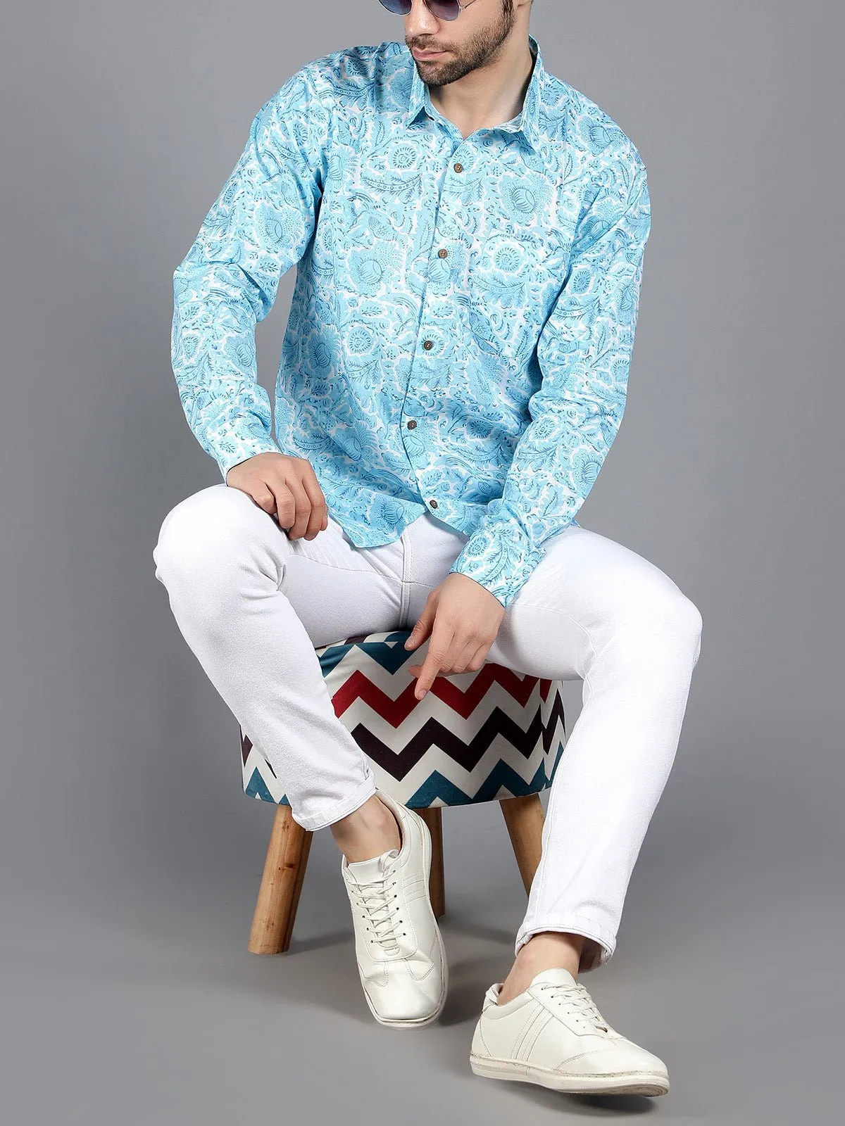 Capella Block Printed Shirt Blue