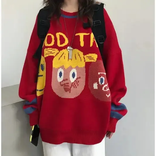 Cartoon Girl Ood Tas Knitted Sweater