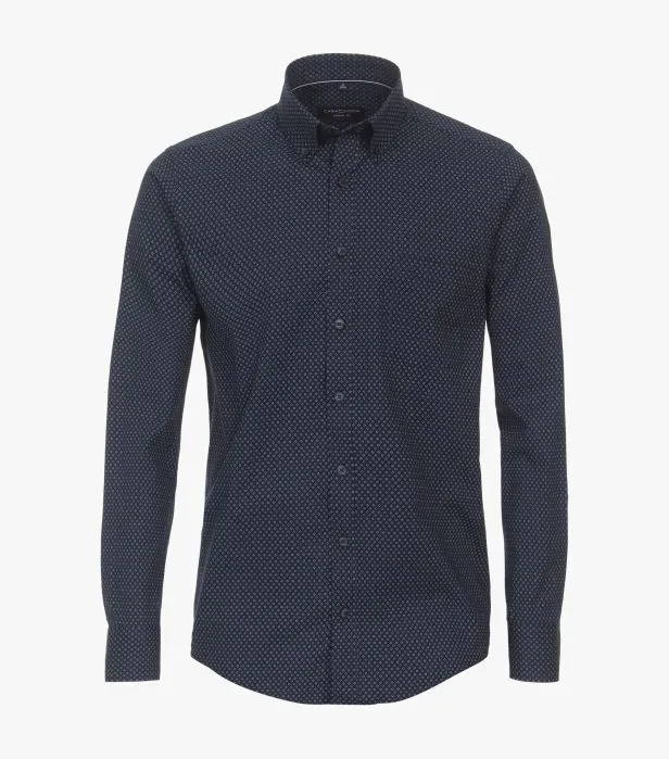 Casa Moda Long Sleeve Diamond Print Casual Shirt 100 - Dark Blue