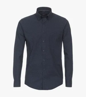 Casa Moda Long Sleeve Diamond Print Casual Shirt 100 - Dark Blue
