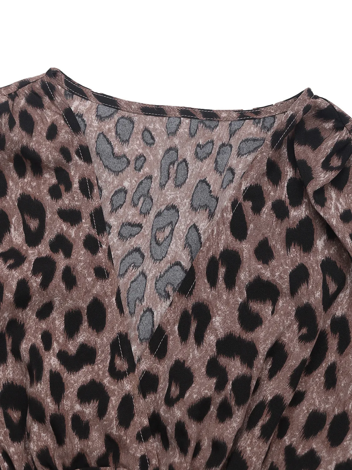 Casual Leopard Surplice Long Sleeve Midi Dress | Business Casual | Office Fashion