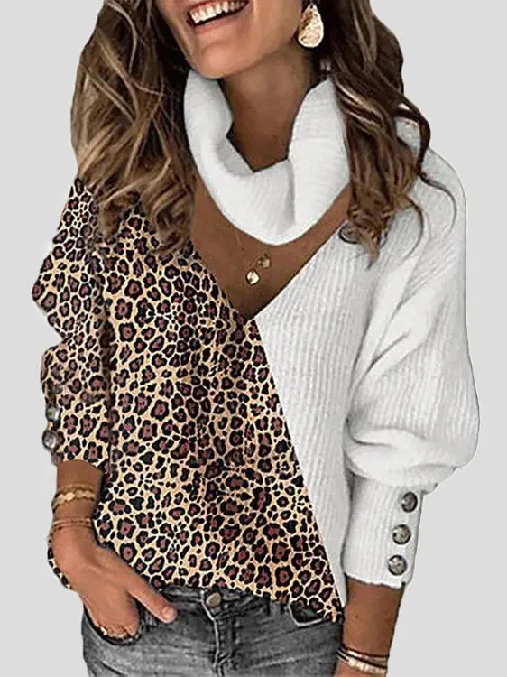 Casual Long Sleeve Lace Splice Ribbed Knit Sweater