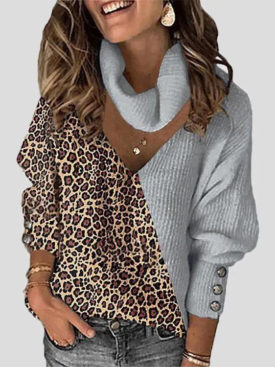 Casual Long Sleeve Lace Splice Ribbed Knit Sweater