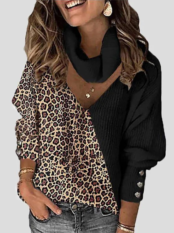 Casual Long Sleeve Lace Splice Ribbed Knit Sweater