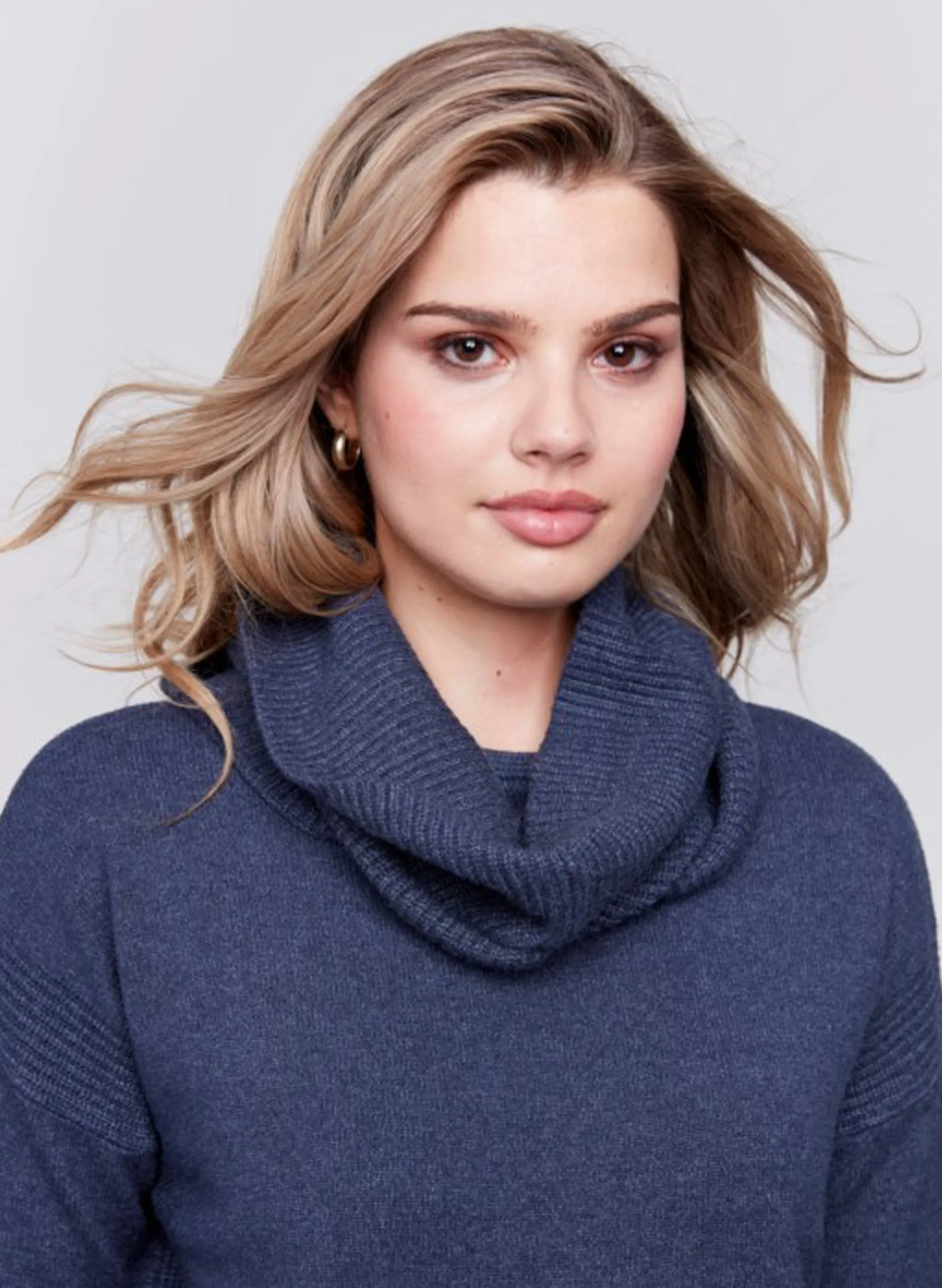 Charlie B - Sweater With Removable Scarf - H-Denim