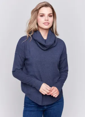 Charlie B - Sweater With Removable Scarf - H-Denim