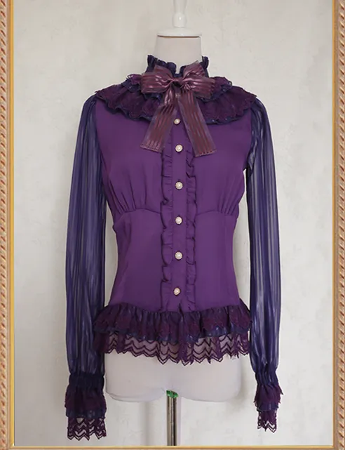 Chess Story~Doll Theater~Classic Lolita Chiffon Long-Sleeved Shirt
