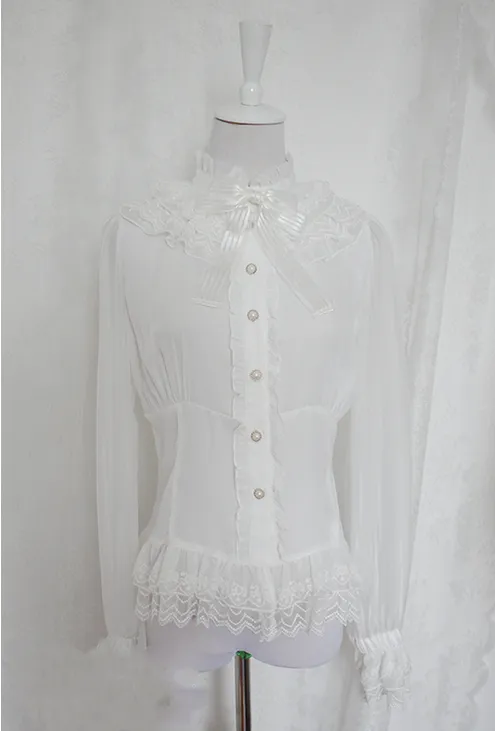 Chess Story~Doll Theater~Classic Lolita Chiffon Long-Sleeved Shirt