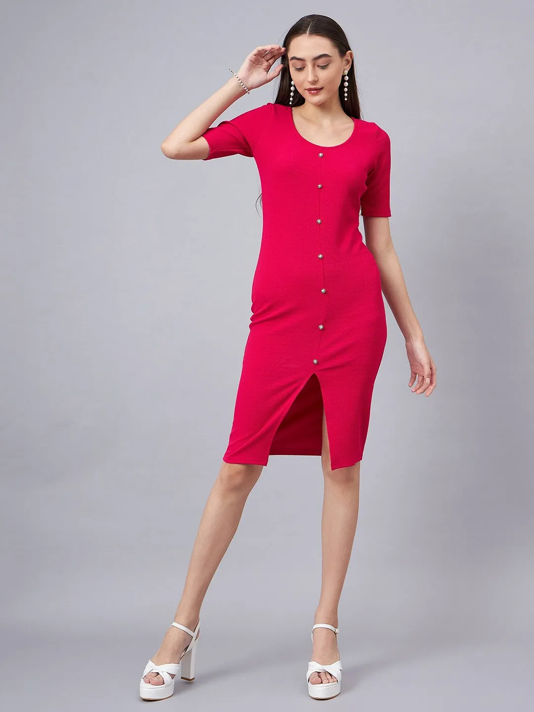 Chic Fuchsia Sheath Dress