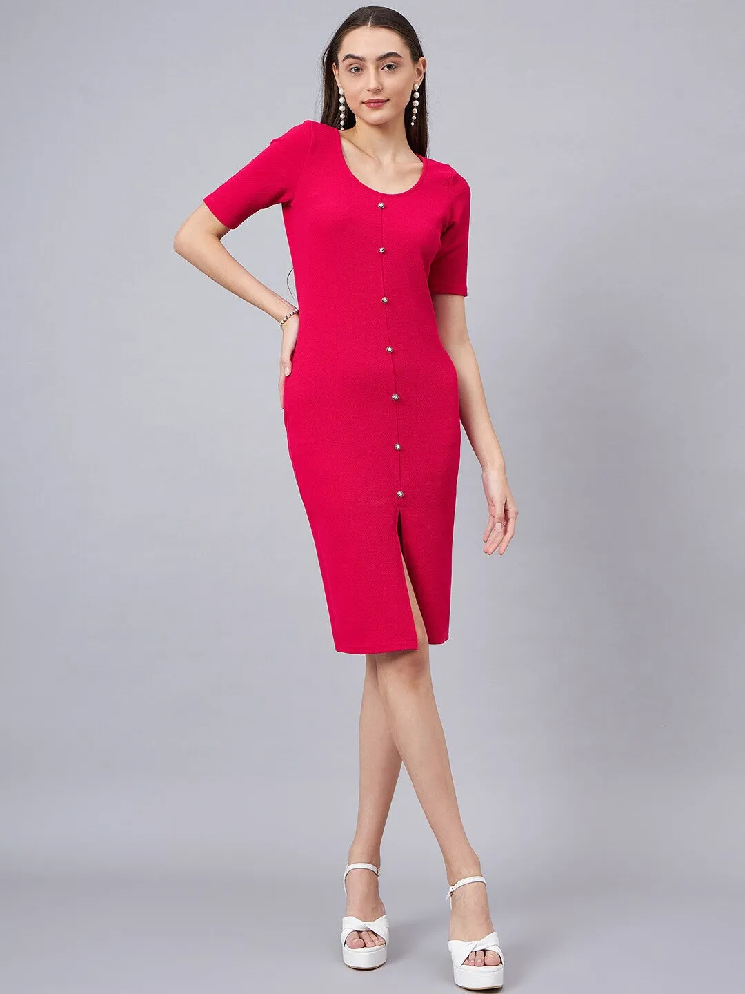 Chic Fuchsia Sheath Dress