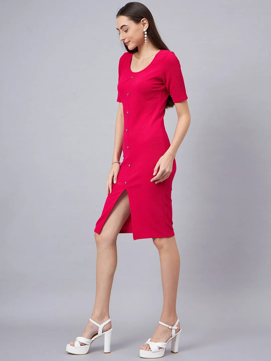 Chic Fuchsia Sheath Dress
