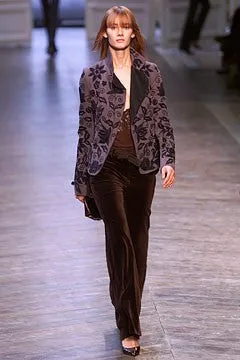 Chloe - As Seen on the 2002 Runway Collection - Brown Velvet Jacket and Pants - FR 38