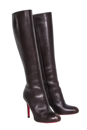 Christian Louboutin - Chocolate Brown Knee High Heel Tall Boots Sz 7