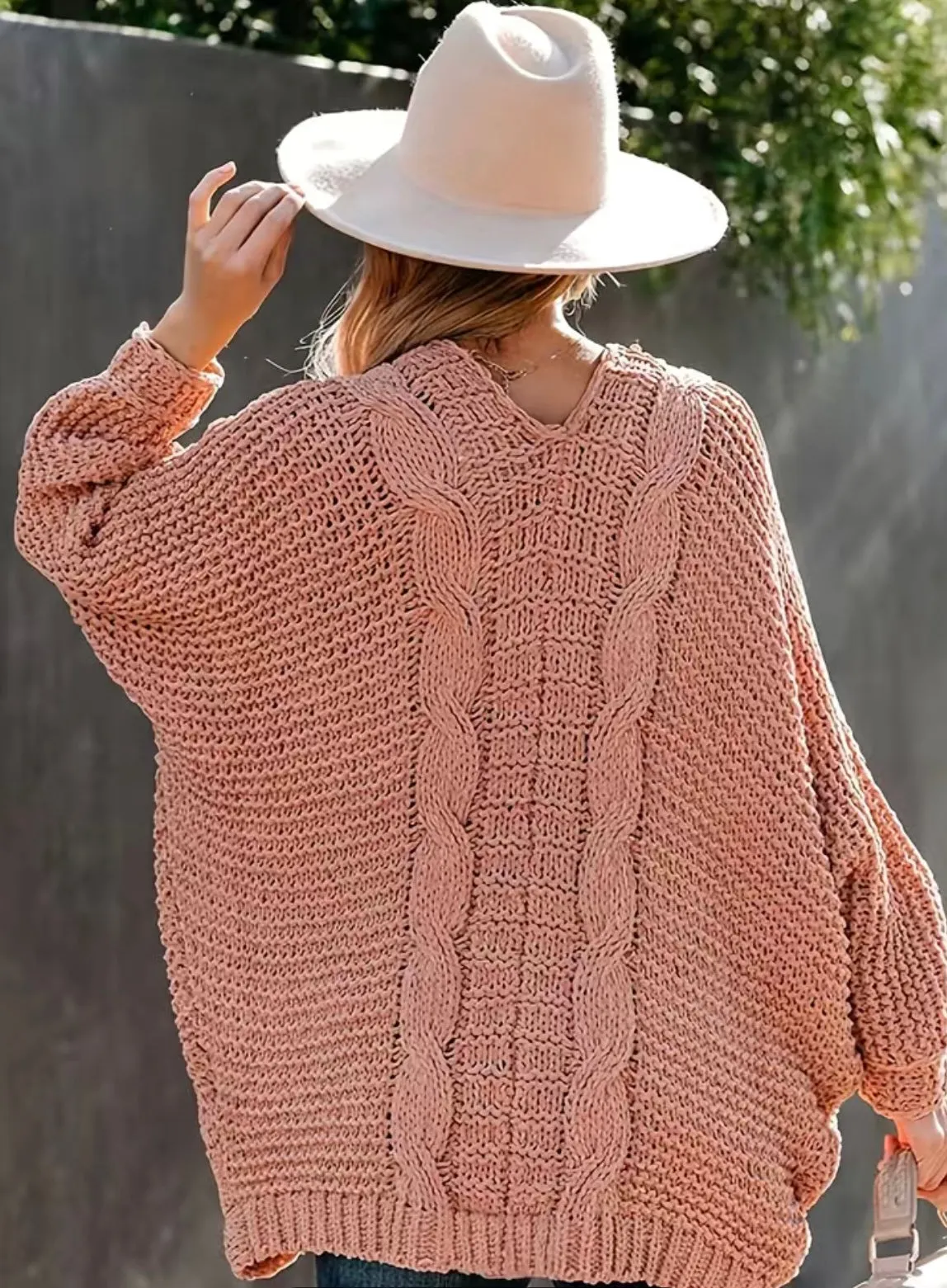 Chunky Knitted Cardigan Mauve