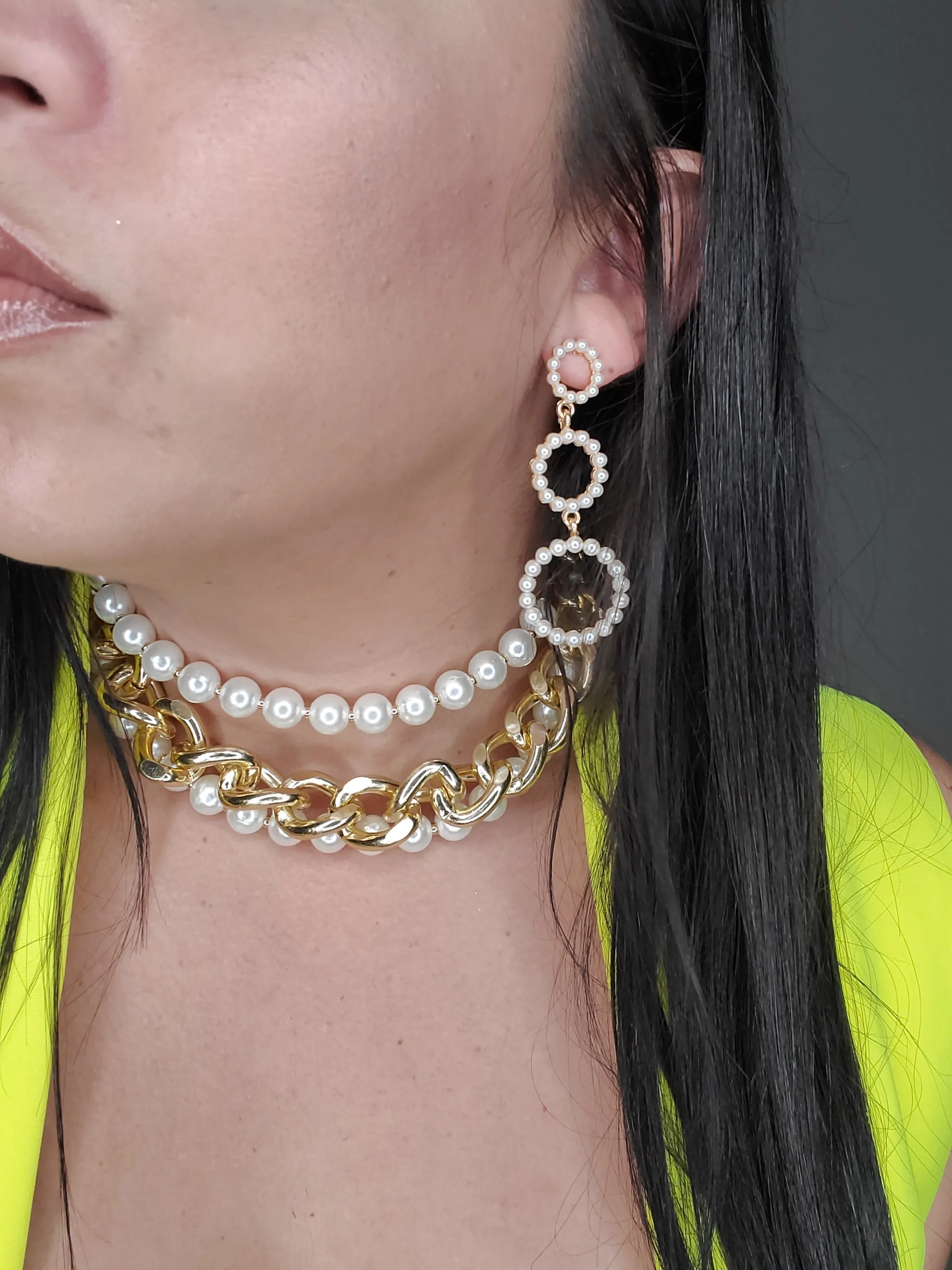 Circle Pearl Drop Earring