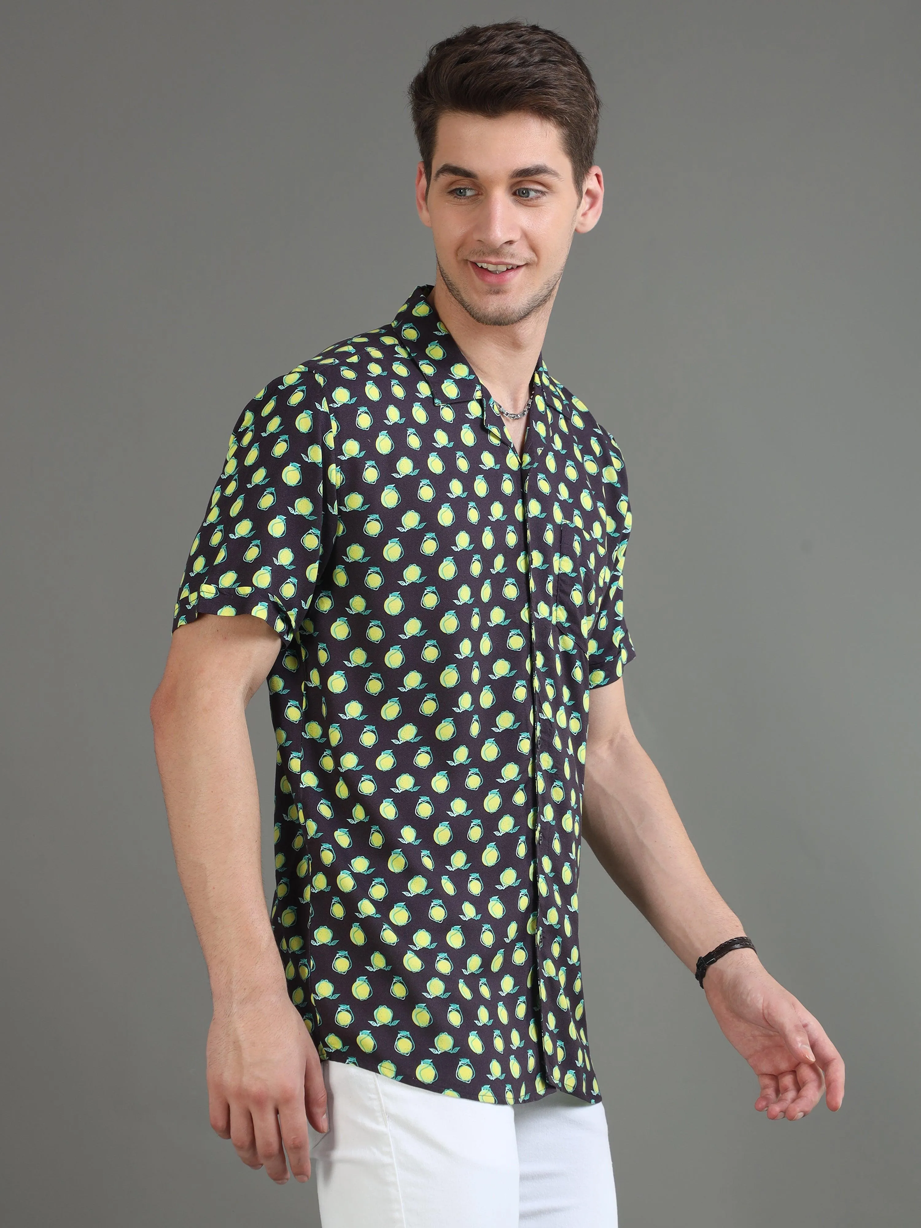 Citrus Twist Half Sleeves Cuban Collar Shirt