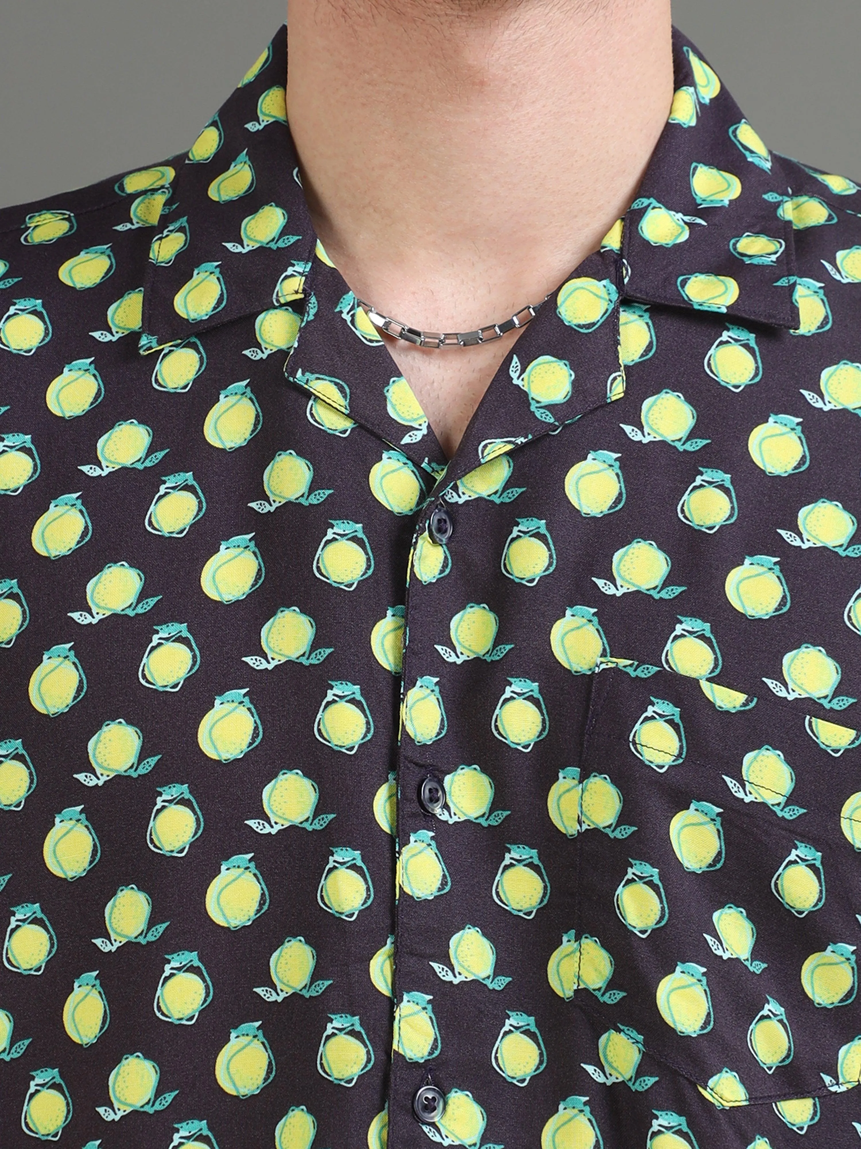 Citrus Twist Half Sleeves Cuban Collar Shirt