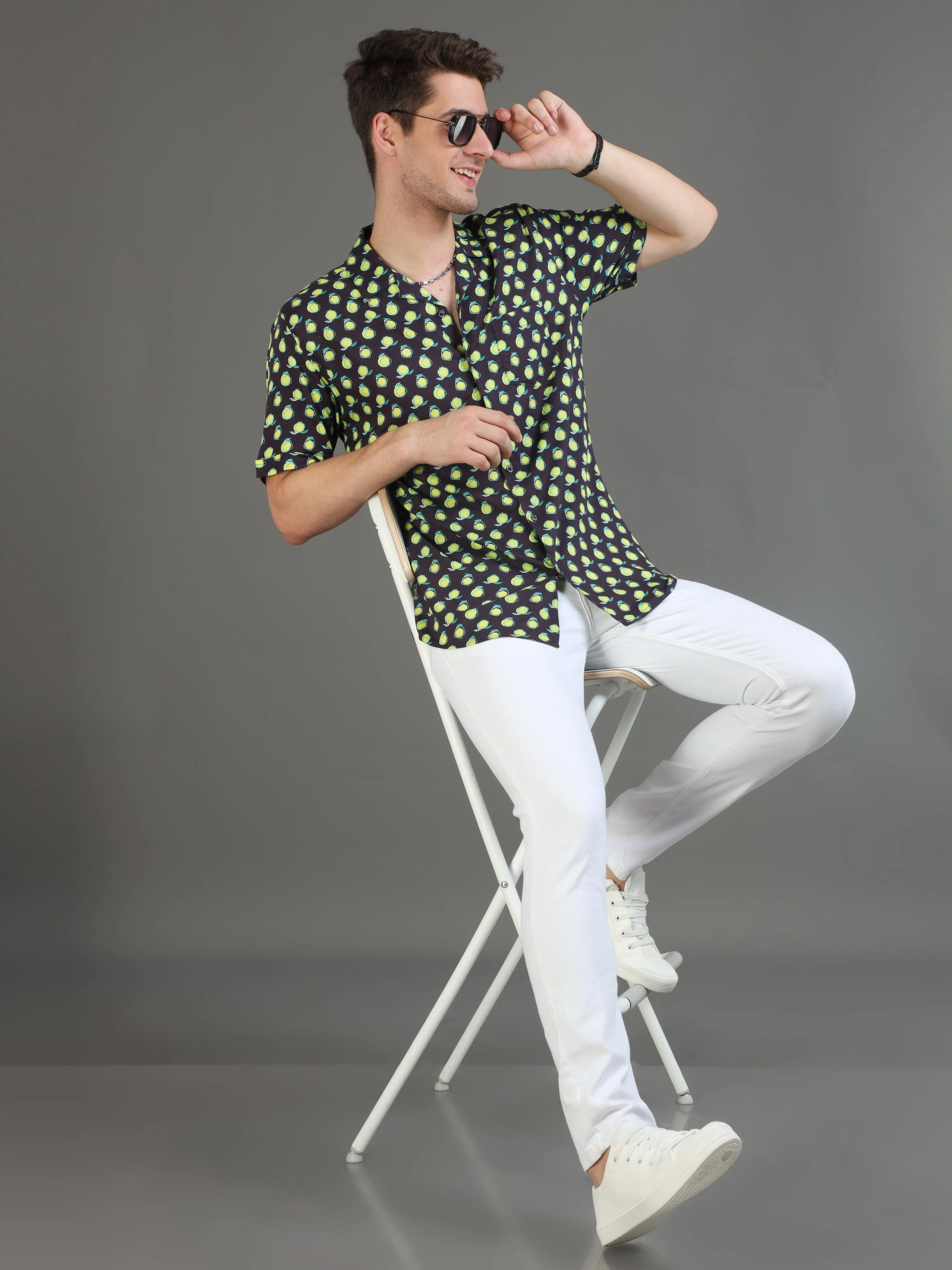 Citrus Twist Half Sleeves Cuban Collar Shirt