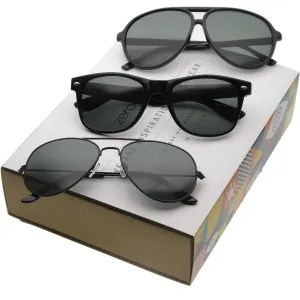 Classic Retro Horned Rim And Aviator Iconic Sunglasses C043 [Promo Box]