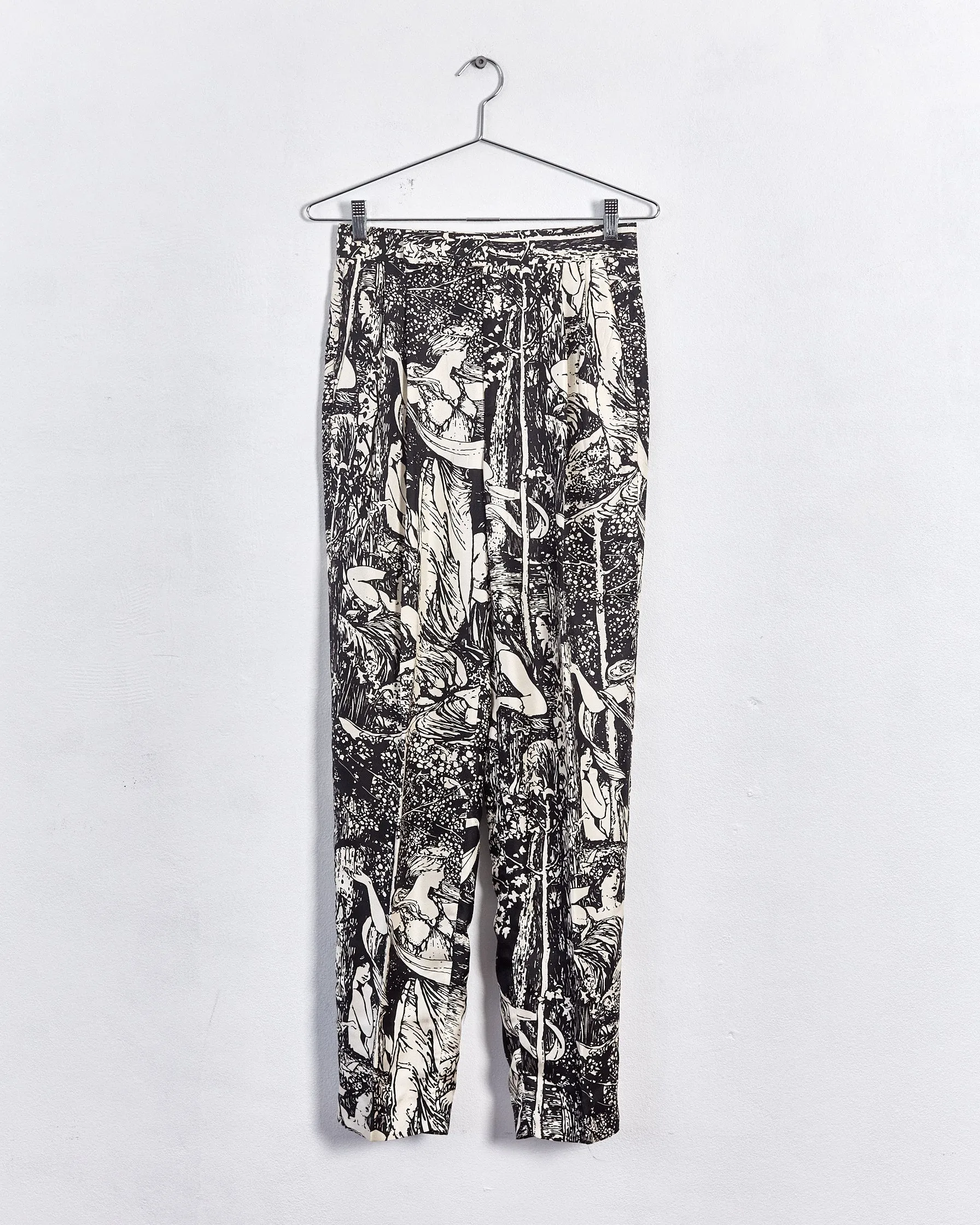 Céline fall '17 printed silk pants, cream & black, 8