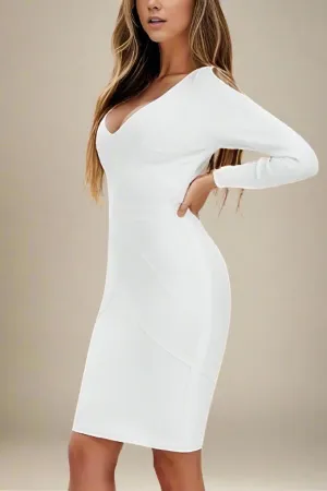 Coco Long Sleeve Bandage Dress - Pearl White