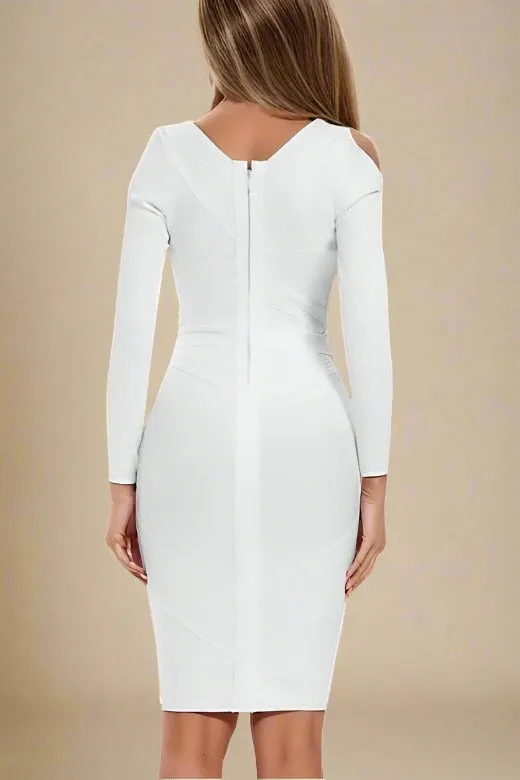 Coco Long Sleeve Bandage Dress - Pearl White
