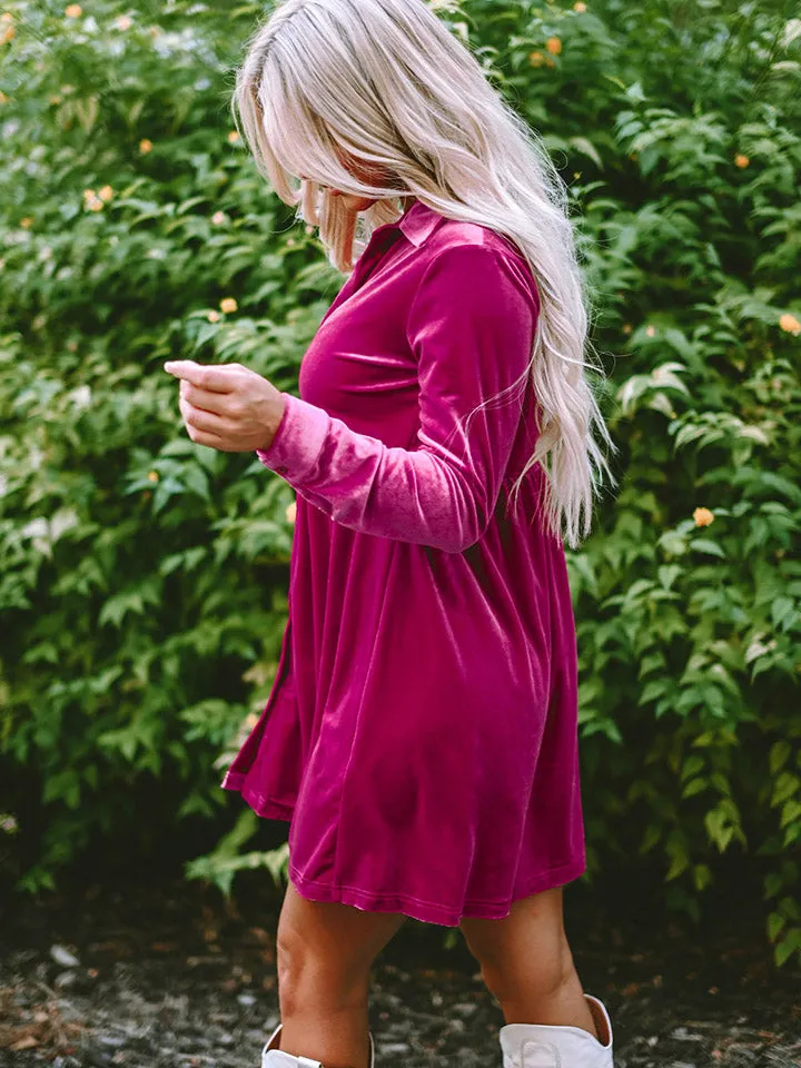 Collared Neck Buttoned Dress