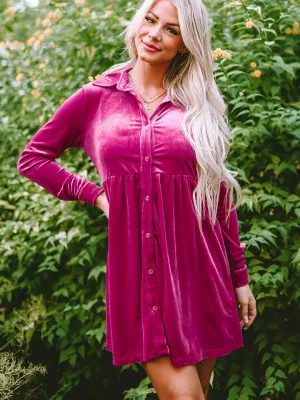 Collared Neck Buttoned Dress