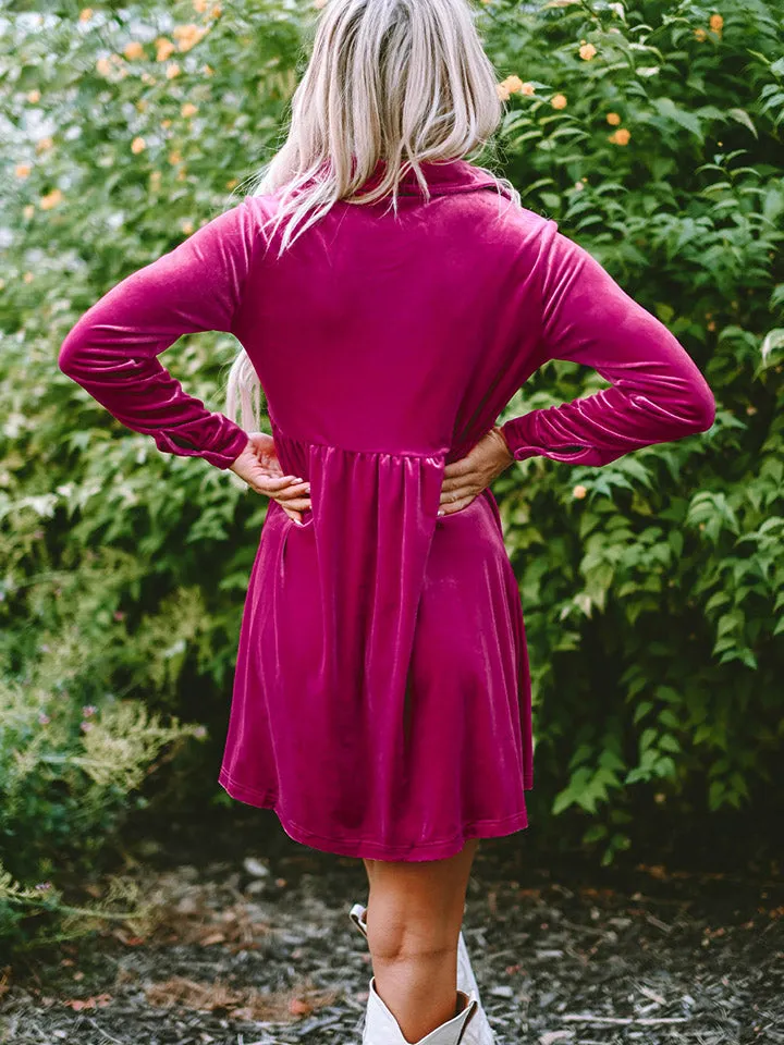 Collared Neck Buttoned Dress