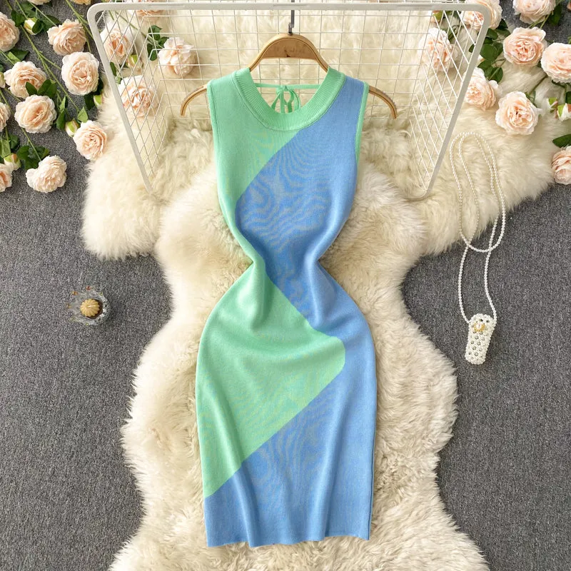 Colorful Pitchwork Bodycon Dress