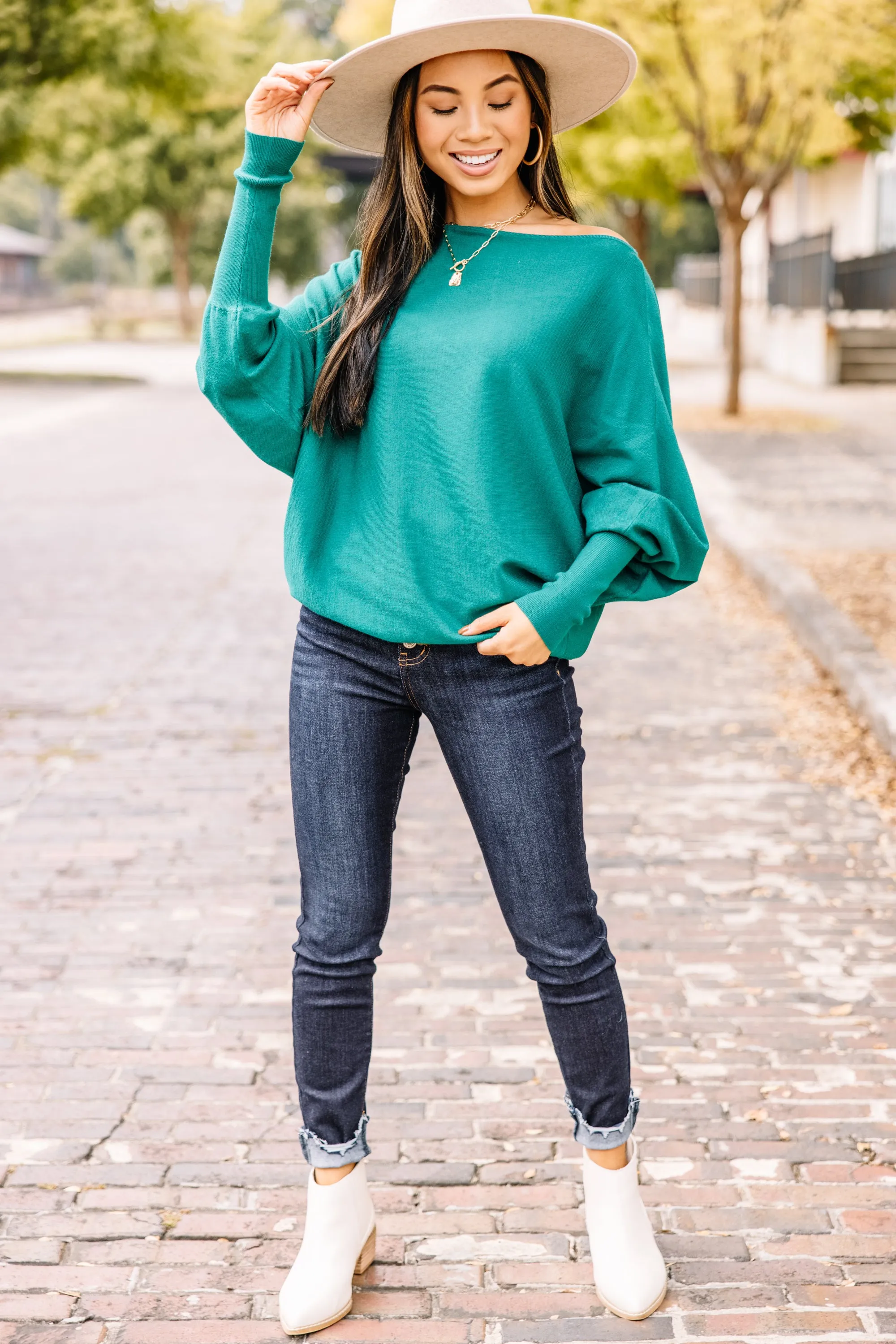 Come On Over Emerald Green Sweater