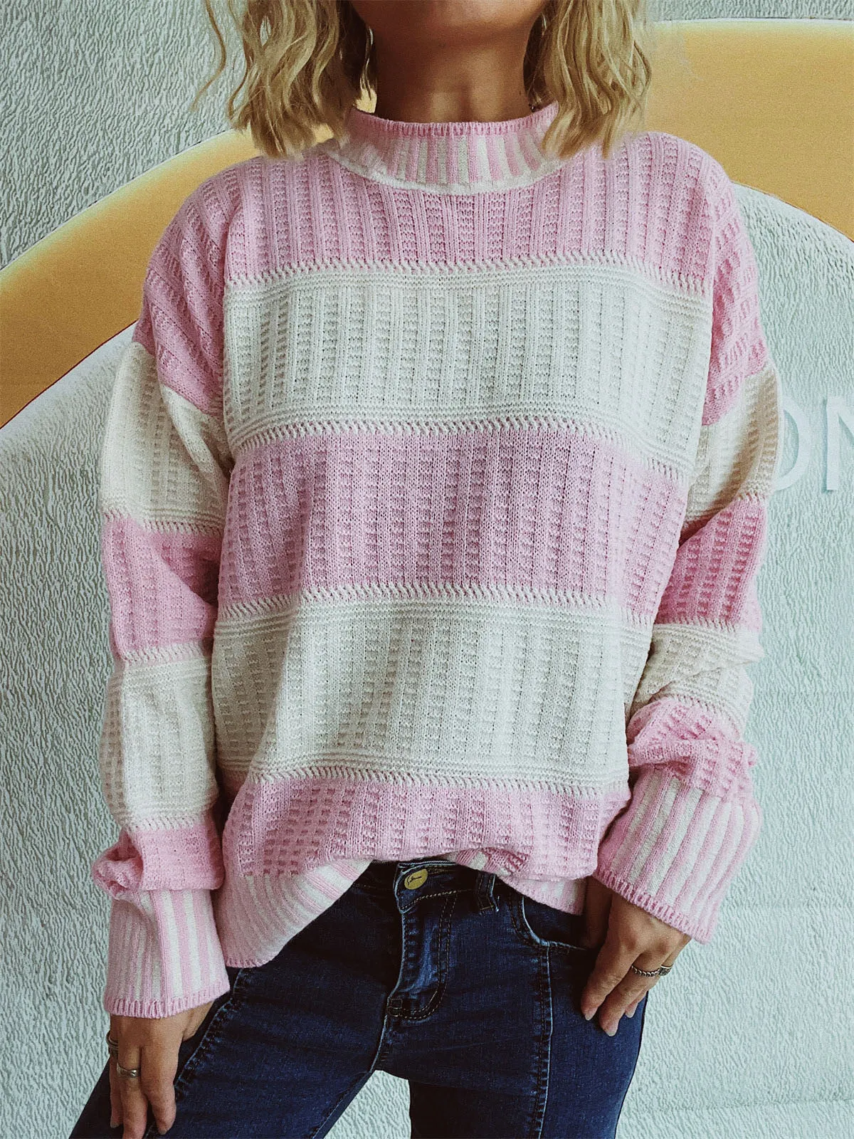 Contrast Round Neck Long Sleeve Sweater | Winter Fashion | Trending Sweaters
