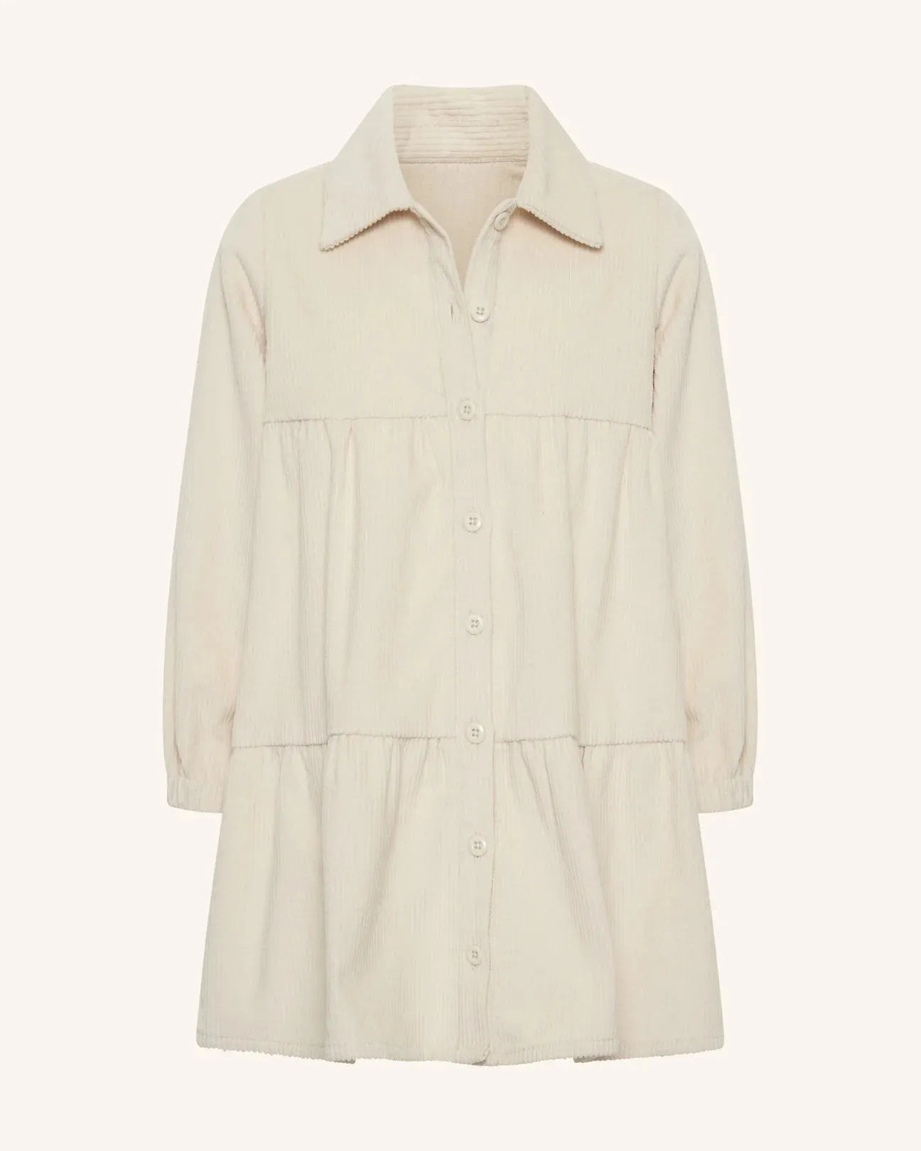 Corduroy Tiered Dress - Cream
