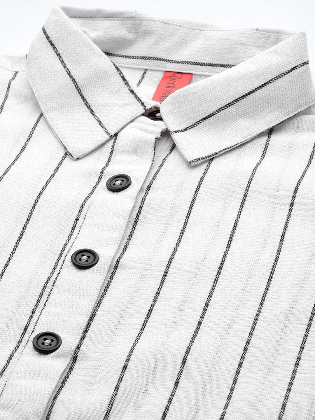 Cottinfab Striped Cotton Shirt Style Cotton Longline Top