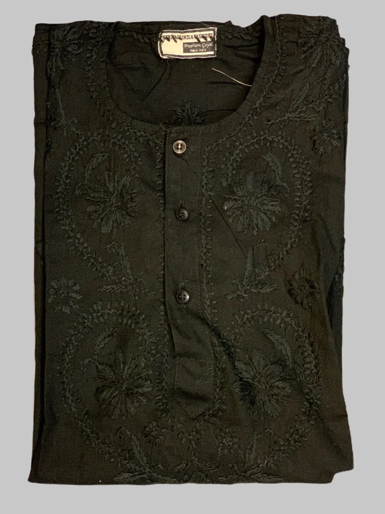 Cotton Crow Black Embroidered Short Tunic