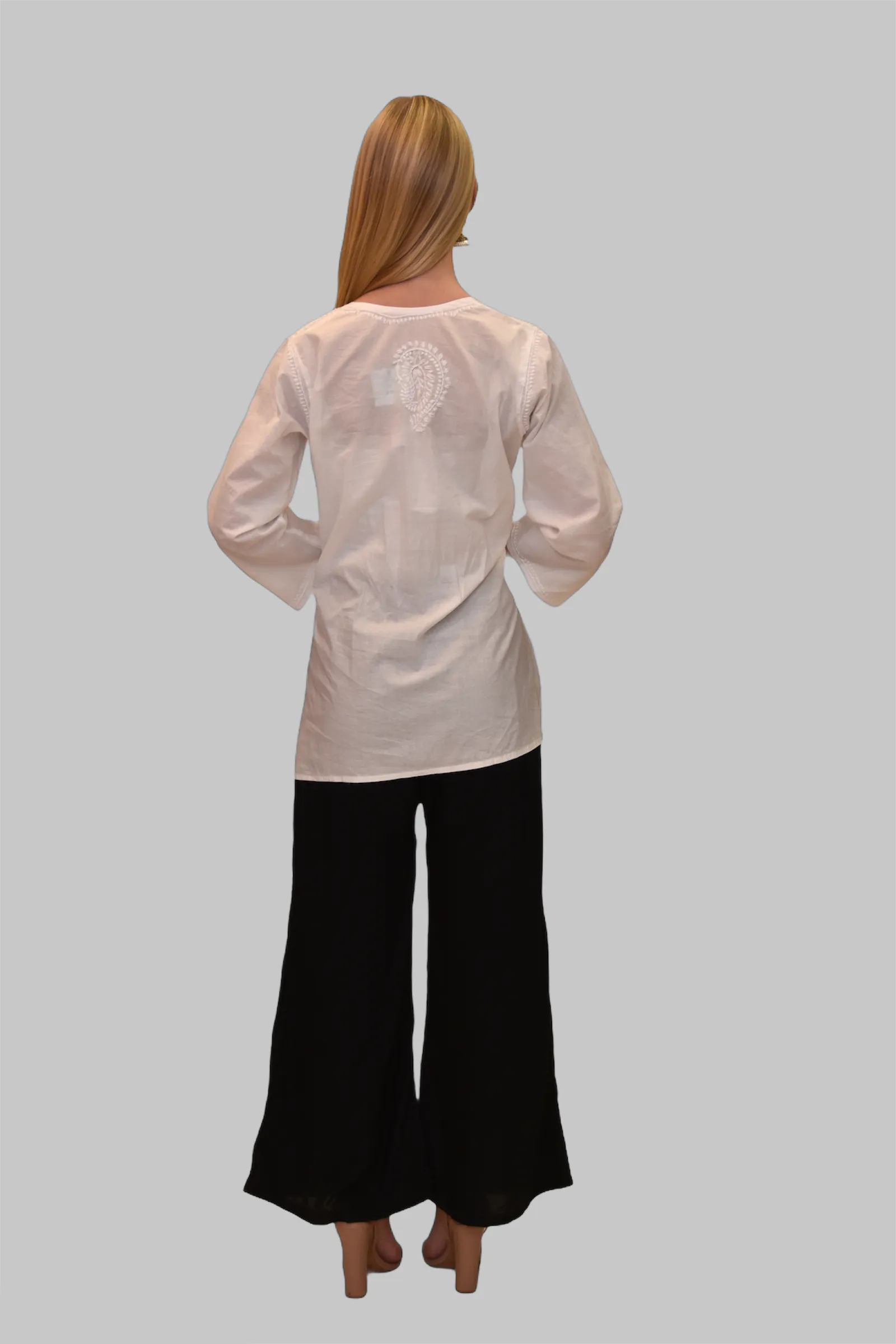 Cotton Daisy White Embroidered Short Tunic