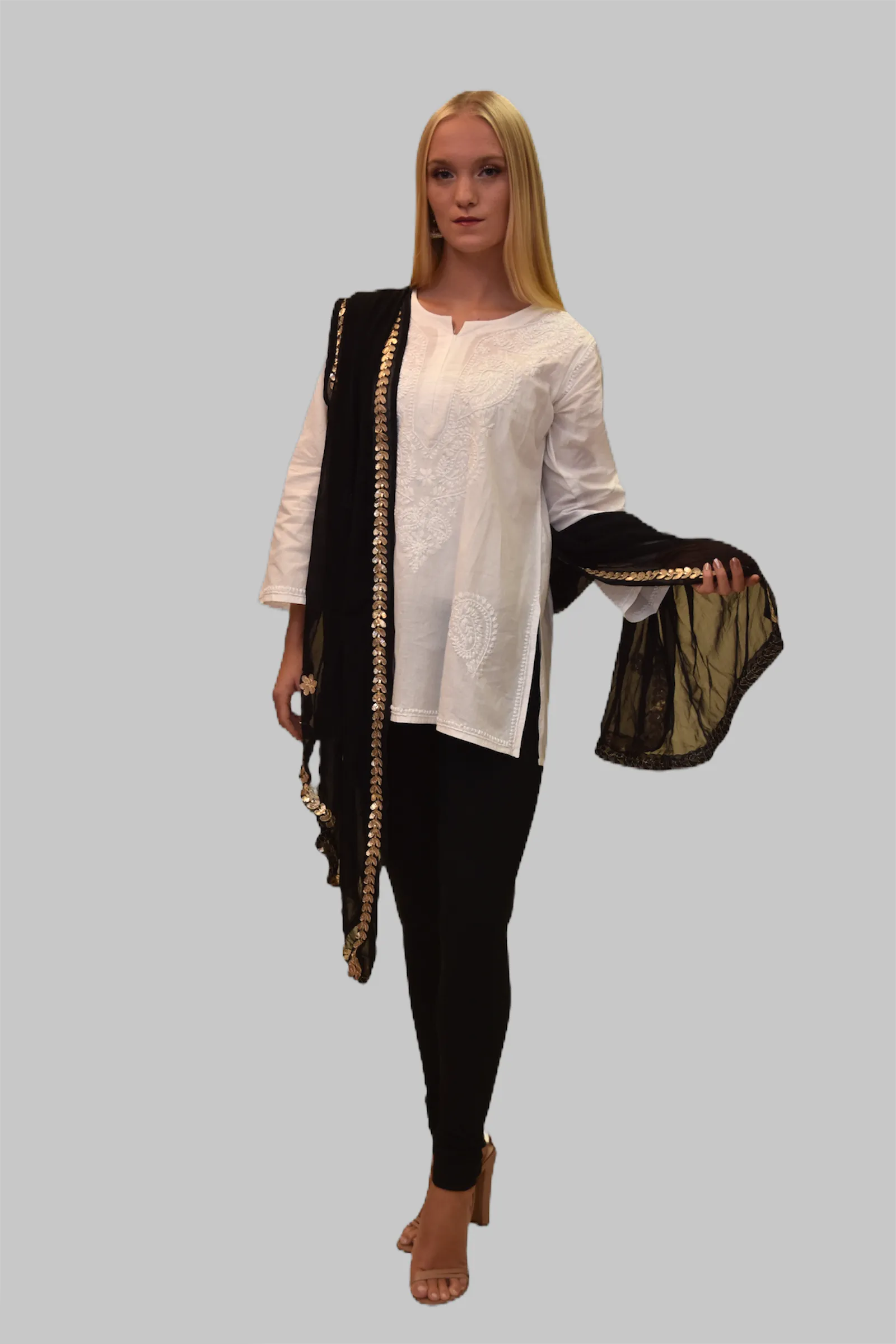 Cotton Daisy White Embroidered Short Tunic
