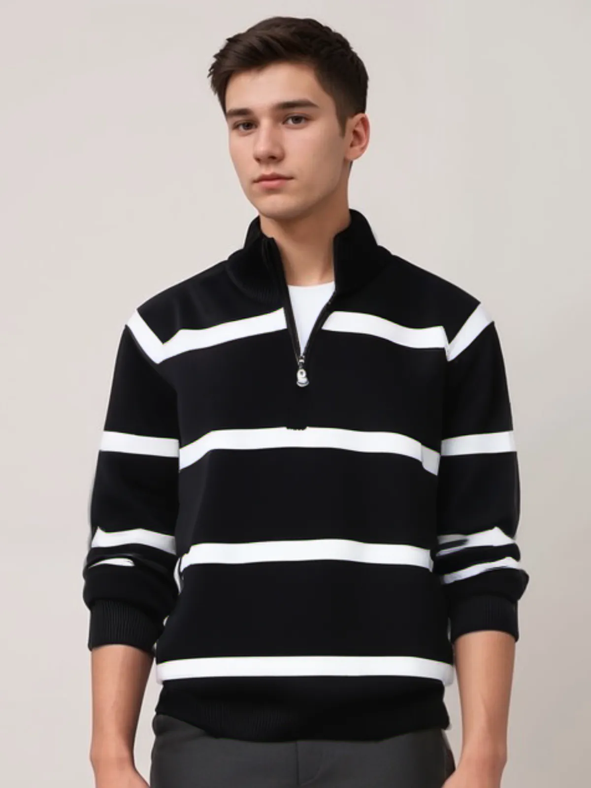Cotton Knit Sweater with Jersey Fabric